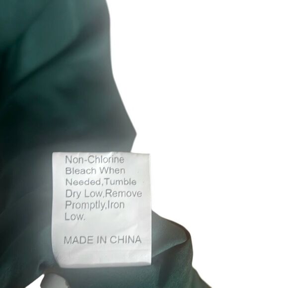 Satin Irregular Sleeveless Elastic Waist Mock Neck Cocktail Dress Emerald Medium - Picture 7 of 8